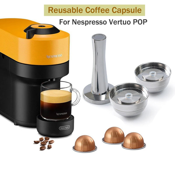 Nespresso Vertuo POP Reusable Coffee Capsule Vertuoline Filled Stainless Steel Capsule Filter Pod iCafilas