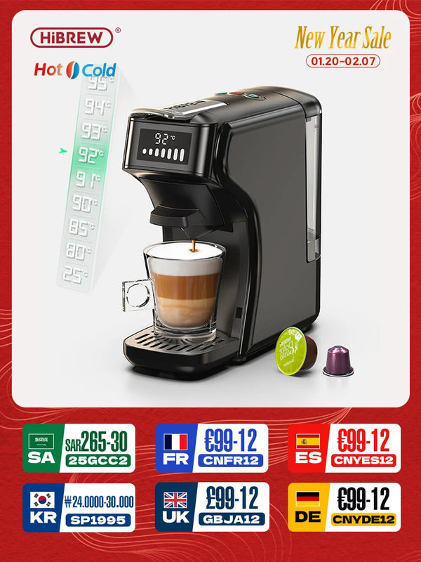 HiBREW 6in1 Capsule Coffee Machine Hot/Cold Multiple Espresso Cafetera Cappuccino Coffee Maker Dolce Gusto Nespresso Powder H1B